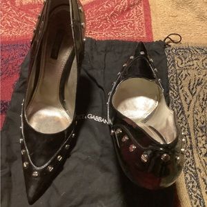 “Dolce & Gabbana” black patent leather high heels with silver studs